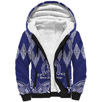 Personalised Queen Salote College Centenary Sherpa Hoodie Tongan Kupesi Pattern LT05 Unisex Navy - Polynesian Pride