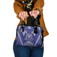 Queen Salote College Centenary Shoulder Handbag Tongan Kupesi Pattern LT05 One Size Navy - Polynesian Pride