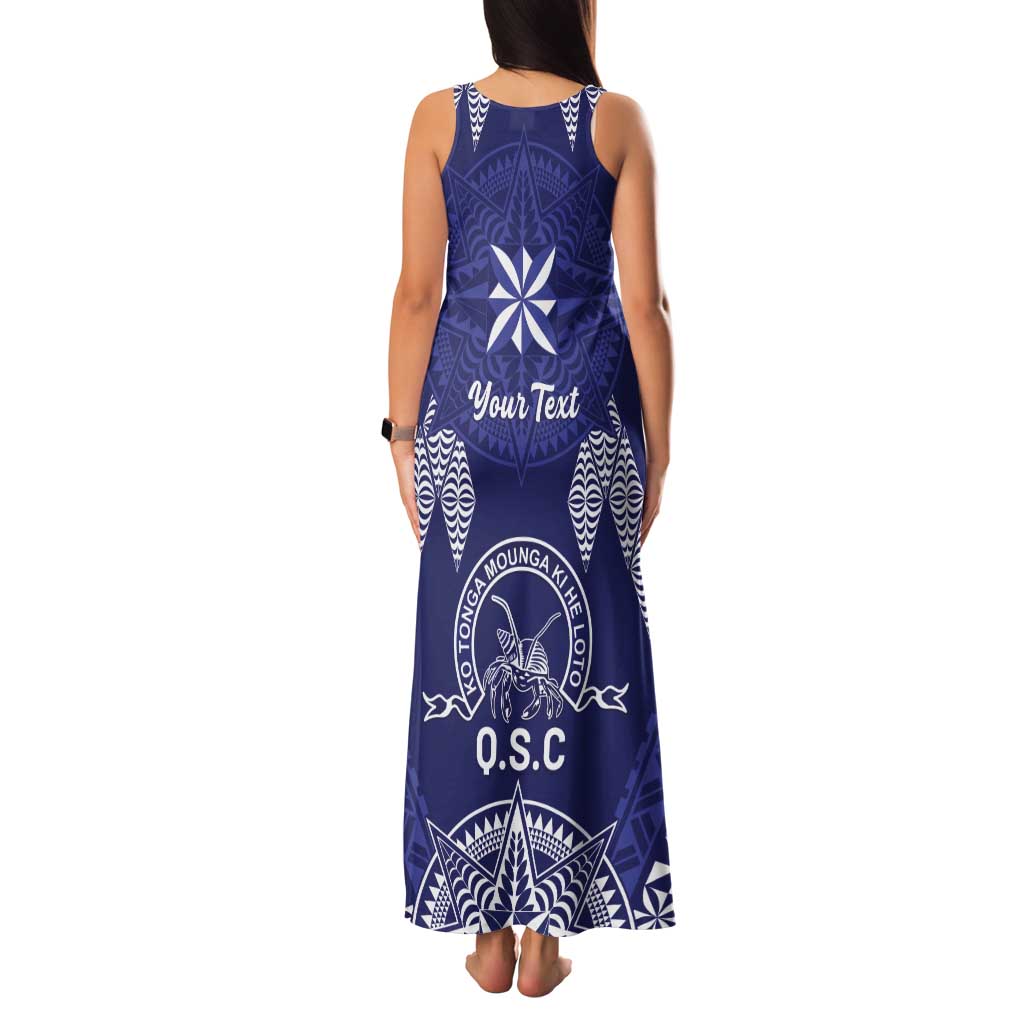 Personalised Queen Salote College Centenary Tank Maxi Dress Tongan Kupesi Pattern LT05 - Polynesian Pride