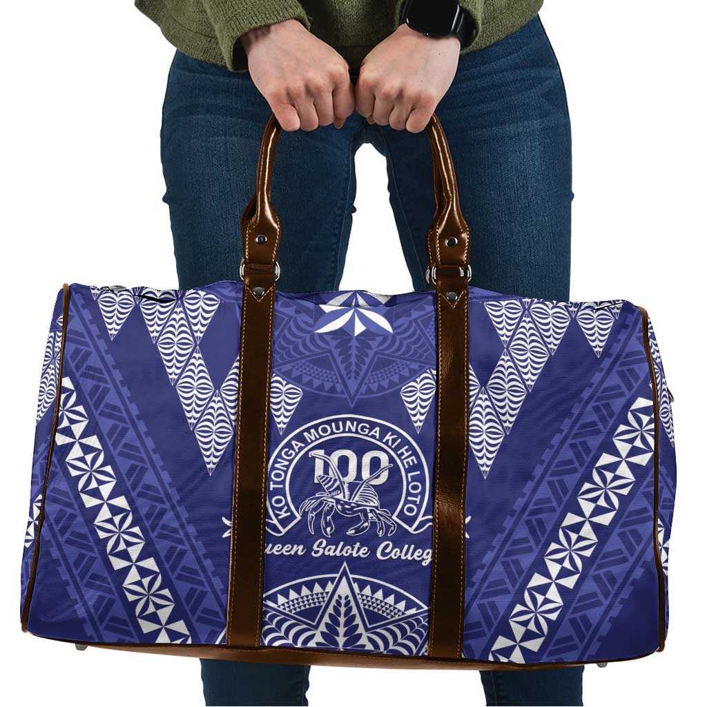 Queen Salote College Centenary Travel Bag Tongan Kupesi Pattern LT05 Navy - Polynesian Pride