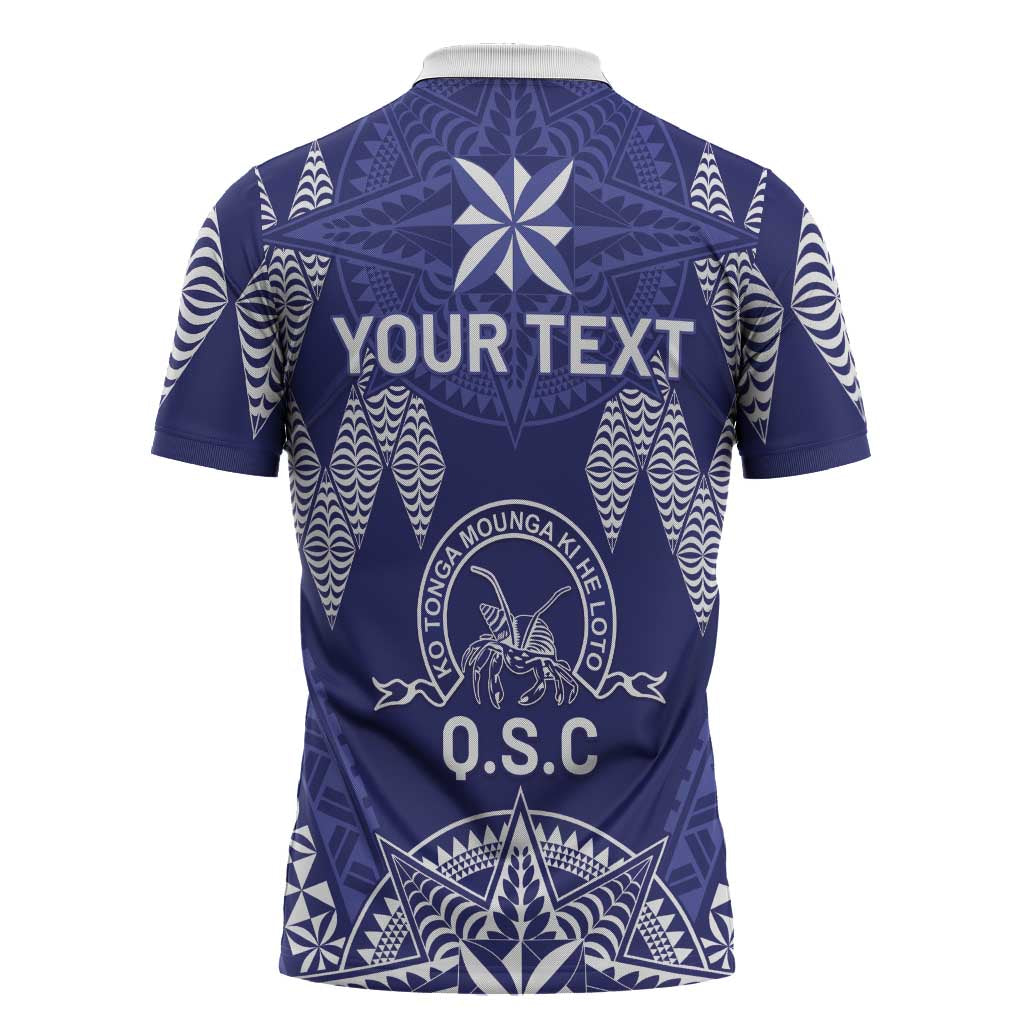 Personalised Queen Salote College Centenary Zipper Polo Shirt Tongan Kupesi Pattern LT05 - Polynesian Pride