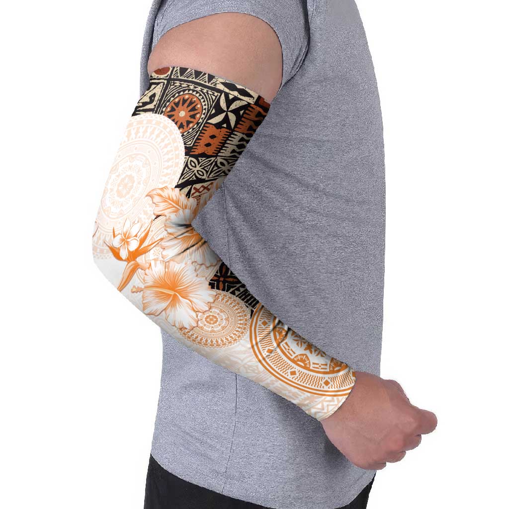 Fiji Arm Sleeves Masi Tapa Pattern Brown LT05 - Polynesian Pride