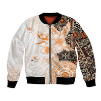 Fiji Bomber Jacket Masi Tapa Pattern Brown LT05 Unisex Brown - Polynesian Pride