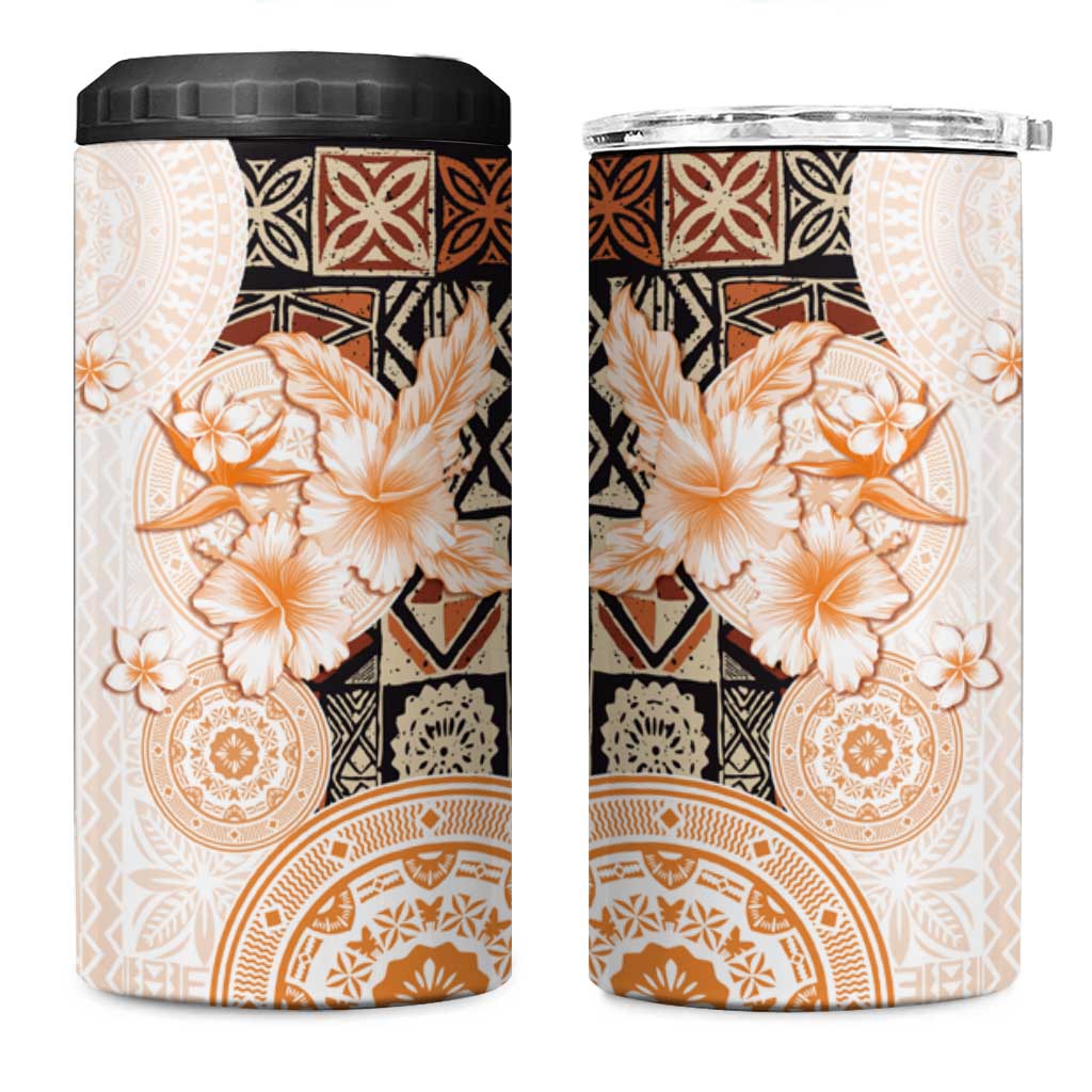 Fiji 4 in 1 Can Cooler Tumbler Masi Tapa Pattern Brown LT05 One Size: 16 oz Brown - Polynesian Pride