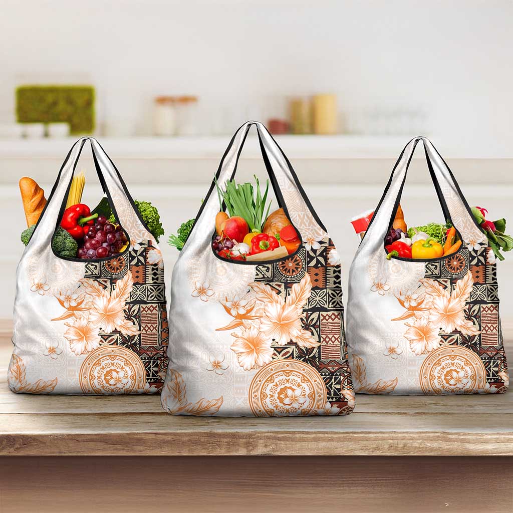 Fiji Grocery Bag Masi Tapa Pattern Brown LT05 3-pack One Size Brown - Polynesian Pride