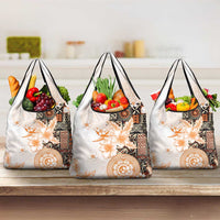 Fiji Grocery Bag Masi Tapa Pattern Brown LT05 3-pack One Size Brown - Polynesian Pride