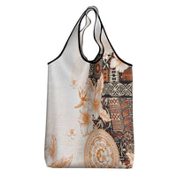 Fiji Grocery Bag Masi Tapa Pattern Brown LT05 - Polynesian Pride
