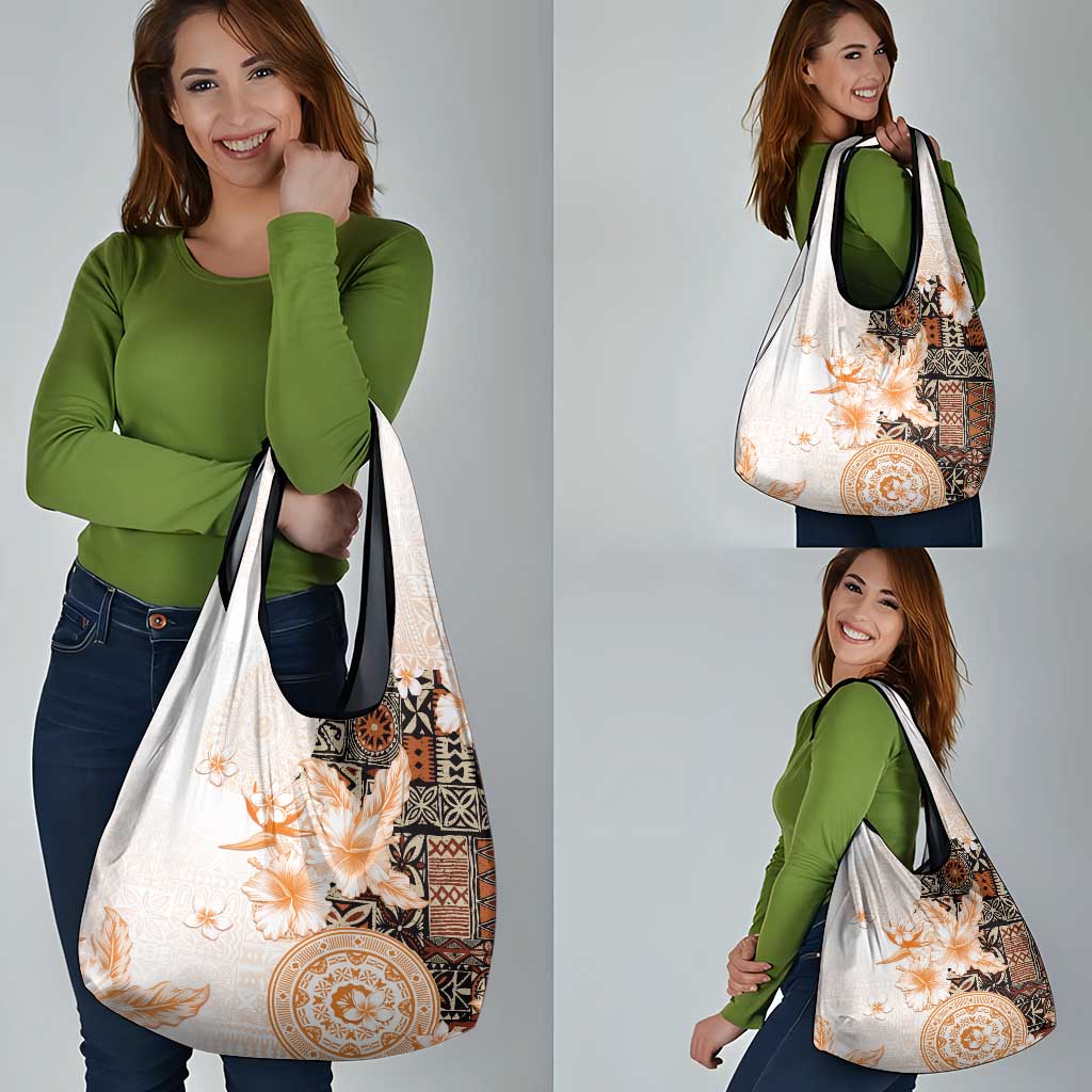 Fiji Grocery Bag Masi Tapa Pattern Brown LT05 - Polynesian Pride