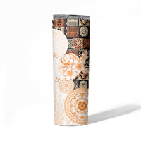 Fiji Skinny Tumbler Masi Tapa Pattern Brown LT05 - Polynesian Pride