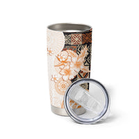Fiji Tumbler Cup Masi Tapa Pattern Brown LT05 - Polynesian Pride