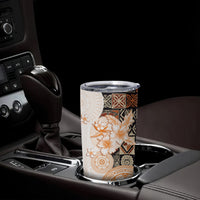 Fiji Tumbler Cup Masi Tapa Pattern Brown LT05 - Polynesian Pride