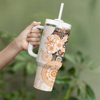Fiji Tumbler With Handle Masi Tapa Pattern Brown LT05 - Polynesian Pride