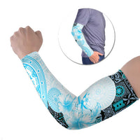 Fiji Arm Sleeves Masi Tapa Pattern Blue LT05 Set of 2 Blue - Polynesian Pride