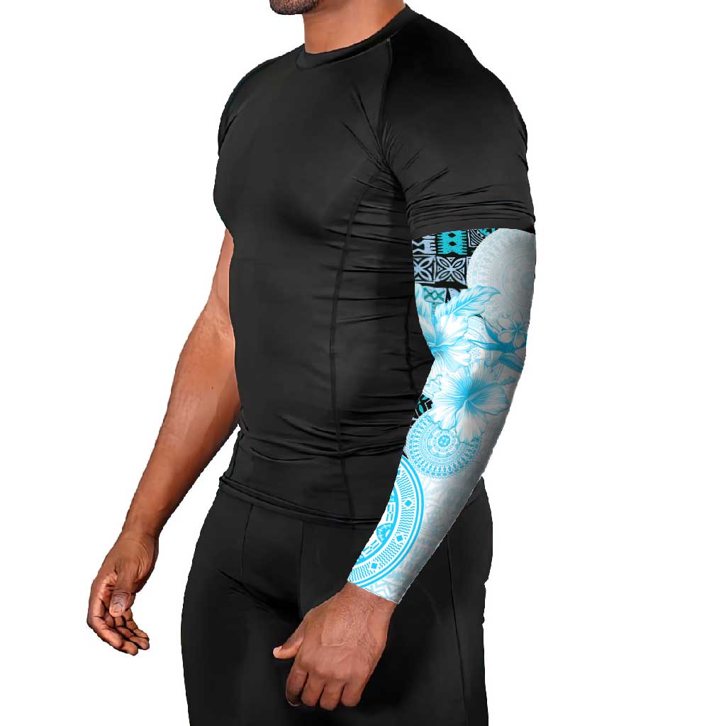 Fiji Arm Sleeves Masi Tapa Pattern Blue LT05 - Polynesian Pride
