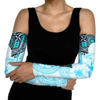 Fiji Arm Sleeves Masi Tapa Pattern Blue LT05 - Polynesian Pride