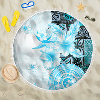 Fiji Beach Blanket Masi Tapa Pattern Blue LT05 One Size 150cm Blue - Polynesian Pride