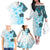 Fiji Family Matching Off Shoulder Long Sleeve Dress and Hawaiian Shirt Masi Tapa Pattern Blue LT05 - Polynesian Pride