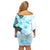 Fiji Family Matching Off Shoulder Short Dress and Hawaiian Shirt Masi Tapa Pattern Blue LT05 - Polynesian Pride