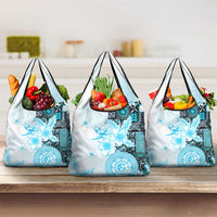 Fiji Grocery Bag Masi Tapa Pattern Blue LT05 3-pack One Size Blue - Polynesian Pride