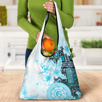 Fiji Grocery Bag Masi Tapa Pattern Blue LT05 - Polynesian Pride