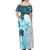 Fiji Off Shoulder Maxi Dress Masi Tapa Pattern Blue LT05 - Polynesian Pride