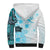 Fiji Sherpa Hoodie Masi Tapa Pattern Blue LT05 - Polynesian Pride