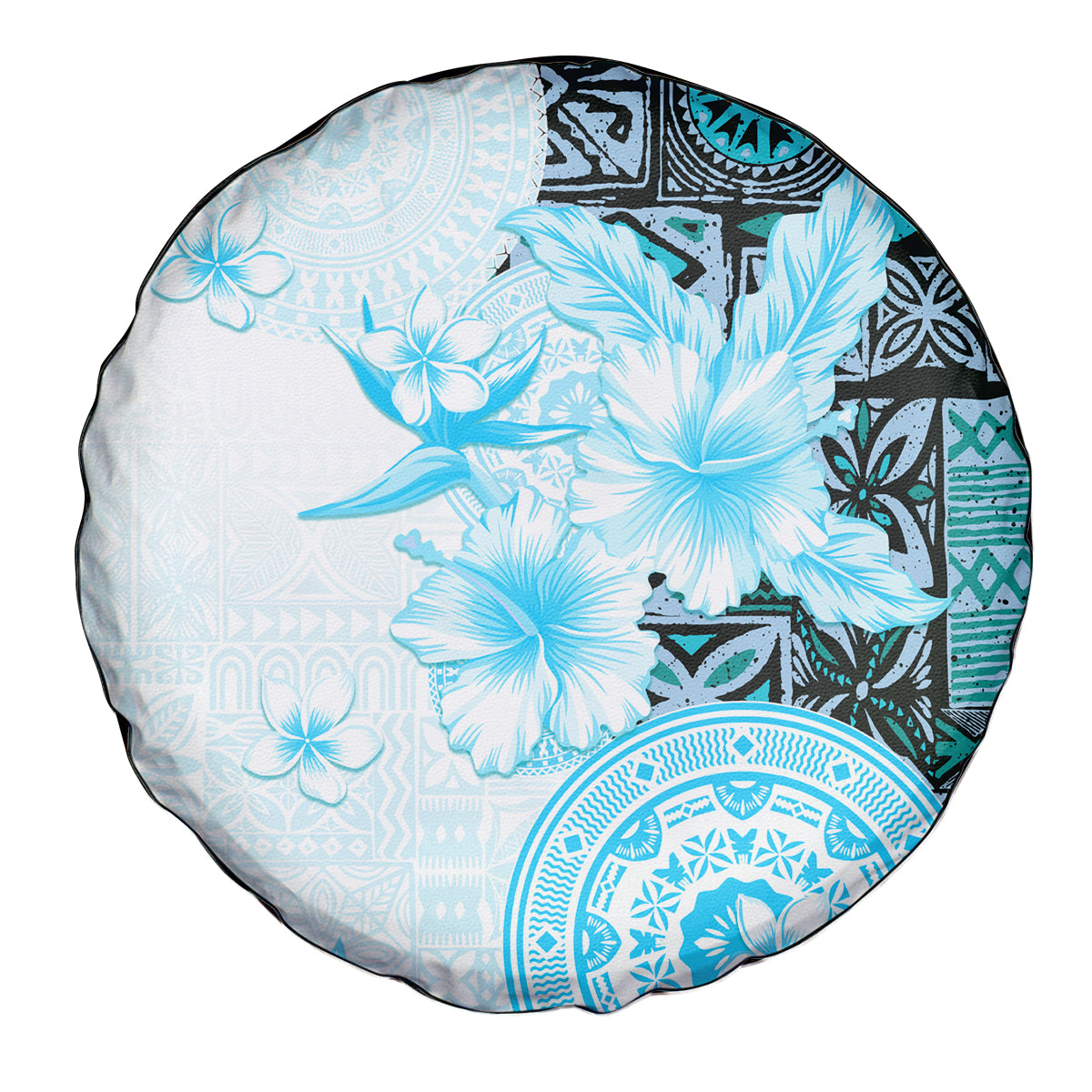 Fiji Spare Tire Cover Masi Tapa Pattern Blue LT05 - Polynesian Pride