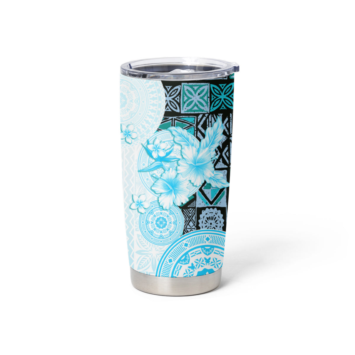 Fiji Tumbler Cup Masi Tapa Pattern Blue LT05 - Polynesian Pride