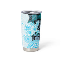 Fiji Tumbler Cup Masi Tapa Pattern Blue LT05 - Polynesian Pride