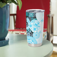 Fiji Tumbler Cup Masi Tapa Pattern Blue LT05 - Polynesian Pride