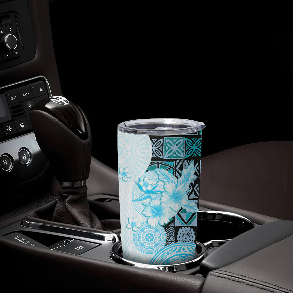 Fiji Tumbler Cup Masi Tapa Pattern Blue LT05 - Polynesian Pride