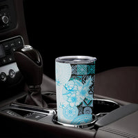 Fiji Tumbler Cup Masi Tapa Pattern Blue LT05 - Polynesian Pride