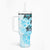 Fiji Tumbler With Handle Masi Tapa Pattern Blue