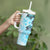 Fiji Tumbler With Handle Masi Tapa Pattern Blue