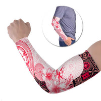 Fiji Arm Sleeves Masi Tapa Pattern Red LT05 Set of 2 Red - Polynesian Pride