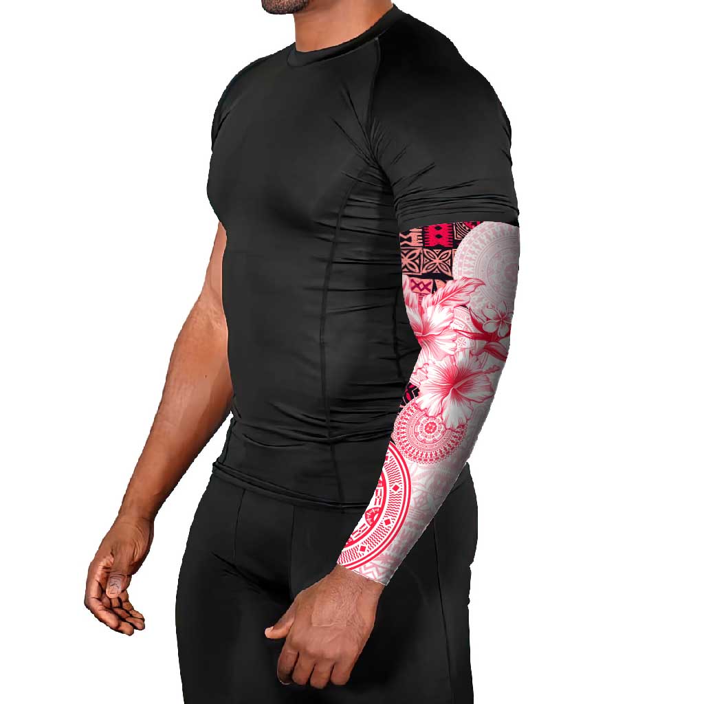 Fiji Arm Sleeves Masi Tapa Pattern Red LT05 - Polynesian Pride