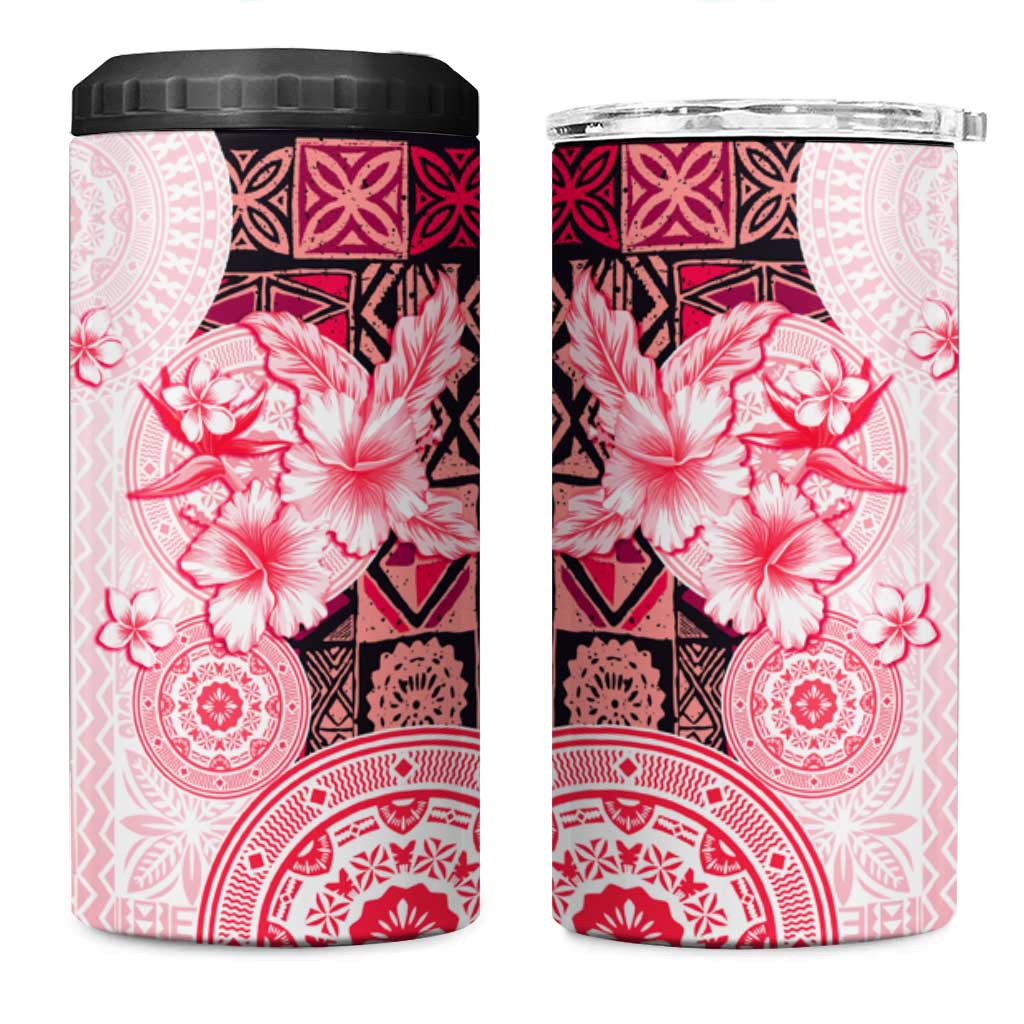 Fiji 4 in 1 Can Cooler Tumbler Masi Tapa Pattern Red LT05 One Size: 16 oz Red - Polynesian Pride