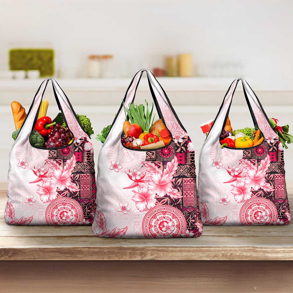 Fiji Grocery Bag Masi Tapa Pattern Red LT05 3-pack One Size Red - Polynesian Pride