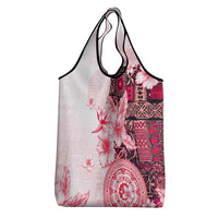 Fiji Grocery Bag Masi Tapa Pattern Red LT05 - Polynesian Pride