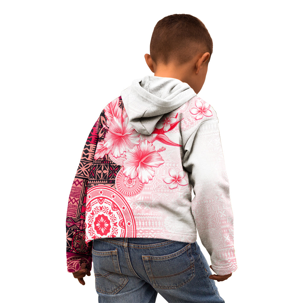 Fiji Kid Hoodie Masi Tapa Pattern Red LT05 - Polynesian Pride