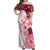 Fiji Off Shoulder Maxi Dress Masi Tapa Pattern Red LT05 Women Red - Polynesian Pride