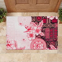 Fiji Rubber Doormat Masi Tapa Pattern Red LT05 - Polynesian Pride