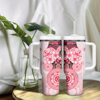 Fiji Tumbler With Handle Masi Tapa Pattern Red LT05 - Polynesian Pride