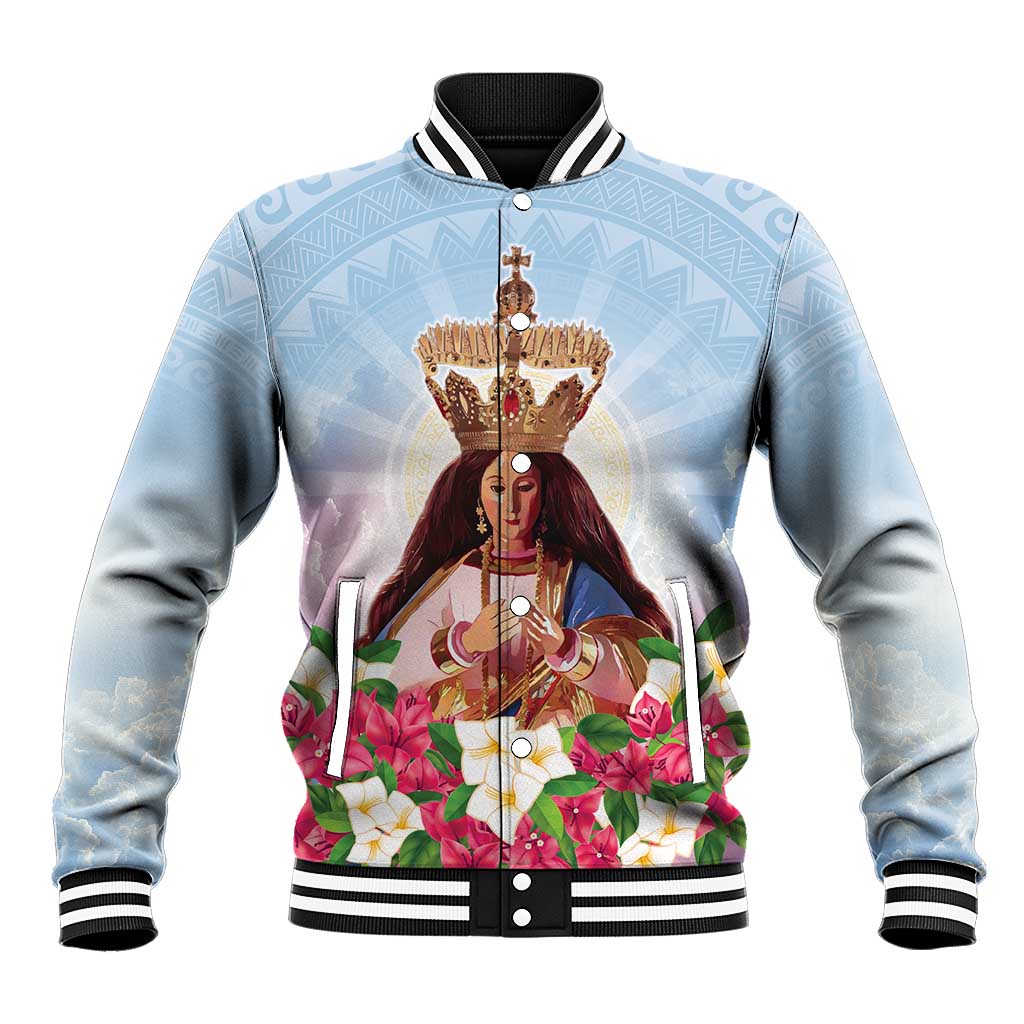 Guam Patroness Baseball Jacket The Legend Santa Marian Kamalen LT05 Unisex Blue - Polynesian Pride