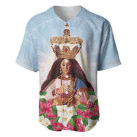 Guam Patroness Baseball Jersey The Legend Santa Marian Kamalen LT05 Blue - Polynesian Pride
