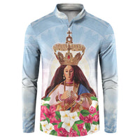 Guam Patroness Button Sweatshirt The Legend Santa Marian Kamalen LT05 Blue - Polynesian Pride