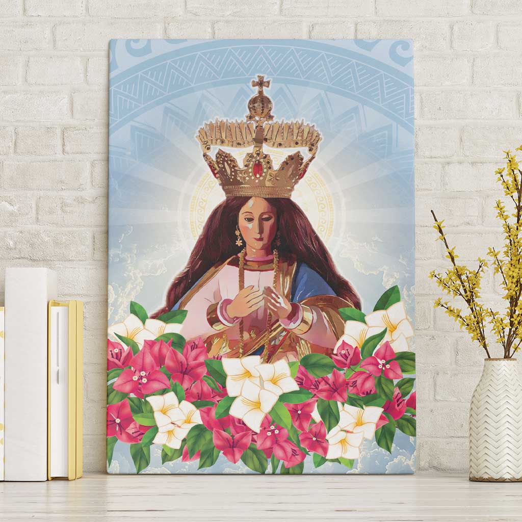 Guam Patroness Canvas Wall Art The Legend Santa Marian Kamalen LT05 Without Frame Blue - Polynesian Pride