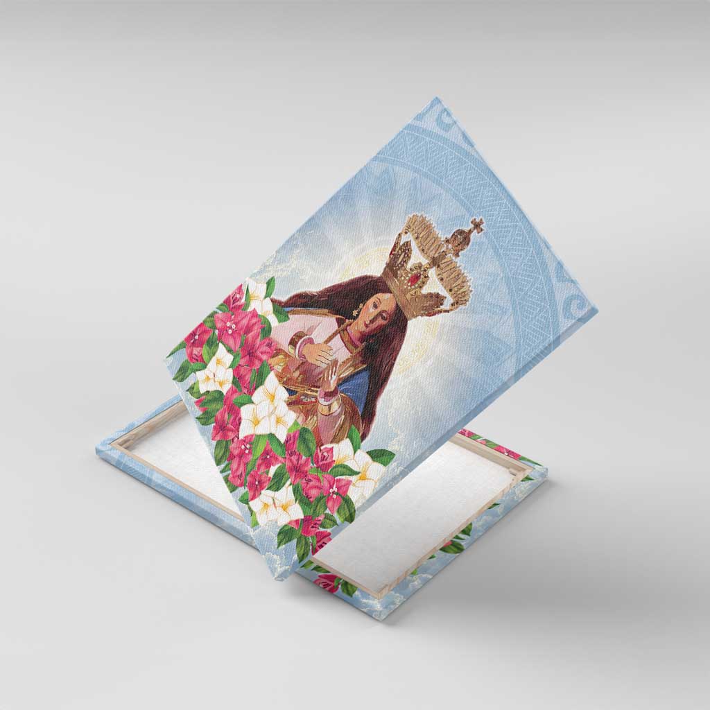 Guam Patroness Canvas Wall Art The Legend Santa Marian Kamalen LT05 With Frame Blue - Polynesian Pride