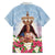 Guam Patroness Family Matching Short Sleeve Bodycon Dress and Hawaiian Shirt The Legend Santa Marian Kamalen