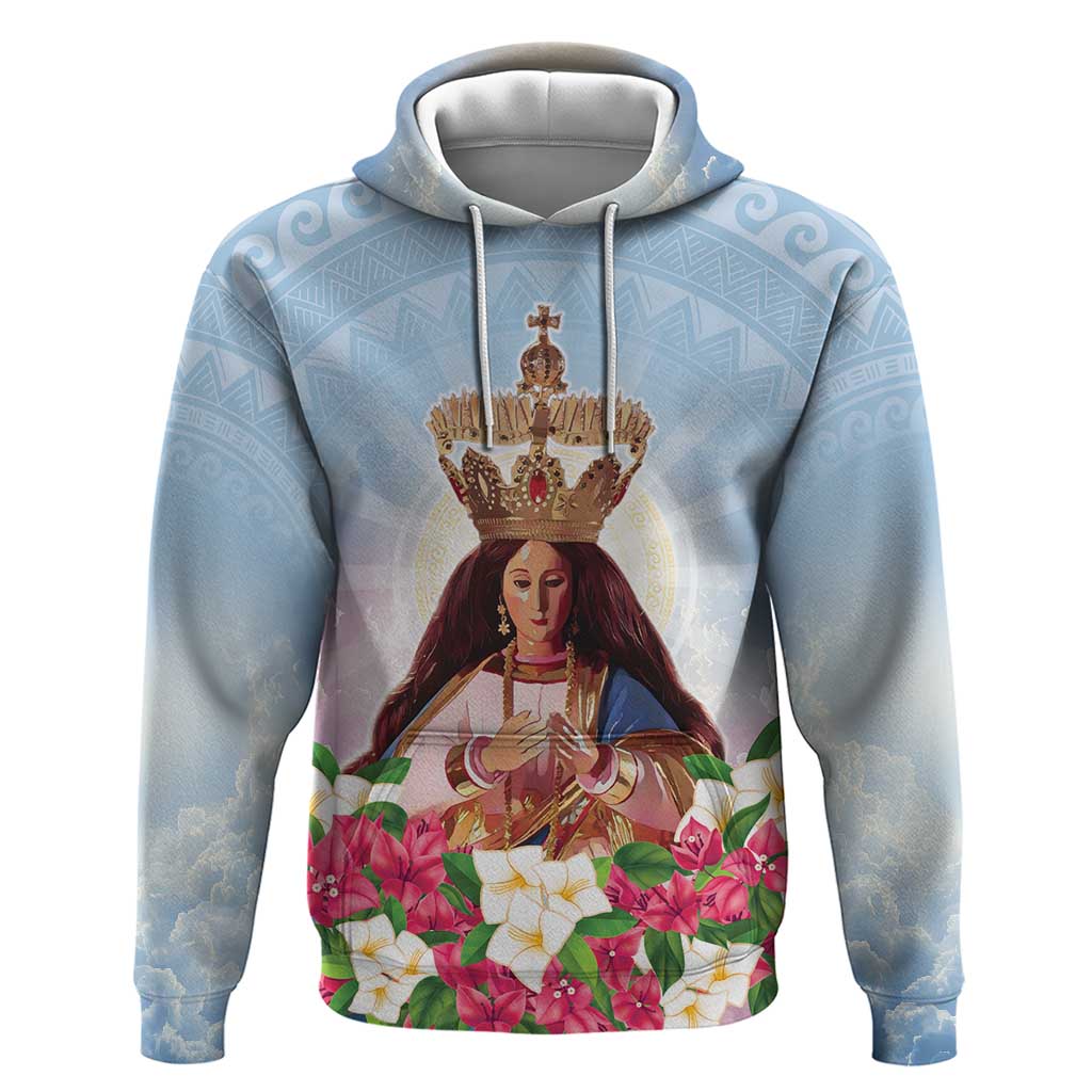 Guam Patroness Hoodie The Legend Santa Marian Kamalen LT05 Pullover Hoodie Blue - Polynesian Pride